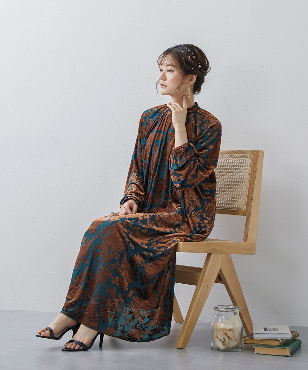 結婚式・パーティー・オケージョンドレス】ベロアオパールワンピース