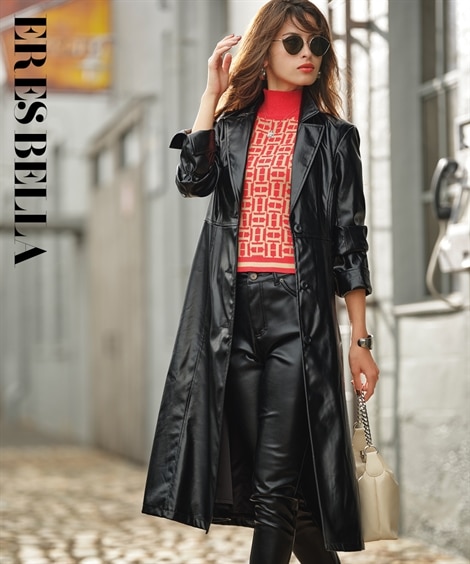 フェイクレザーコート＜大きいサイズ有＞【ERES BELLA】 通販【ニッセン】