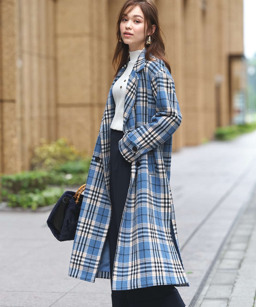 naptime チェック柄ロングコート Mサイズ naptime チェック柄ロング
