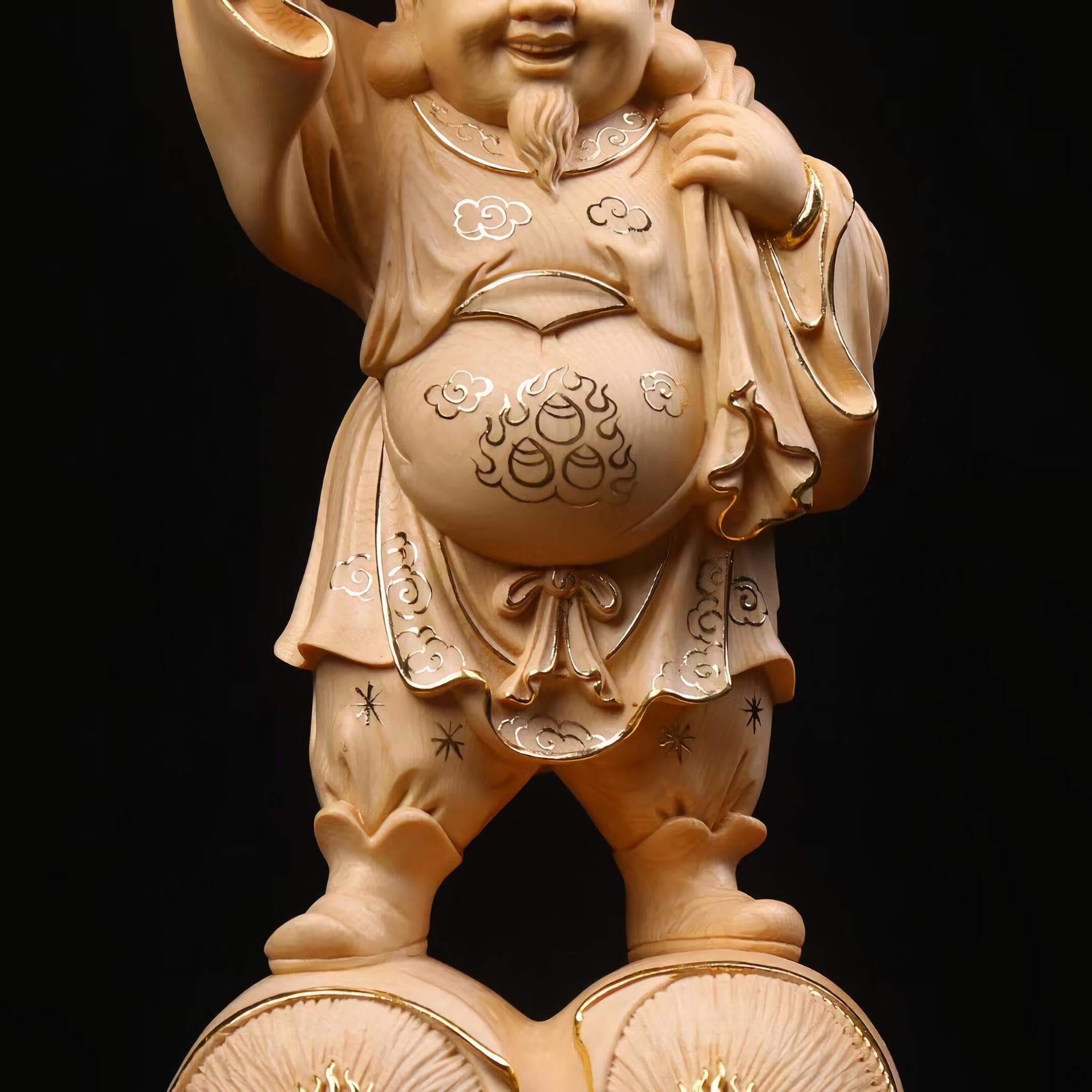 特大 七福神 大黒天 全長92㎝ 木彫り 無垢 重量