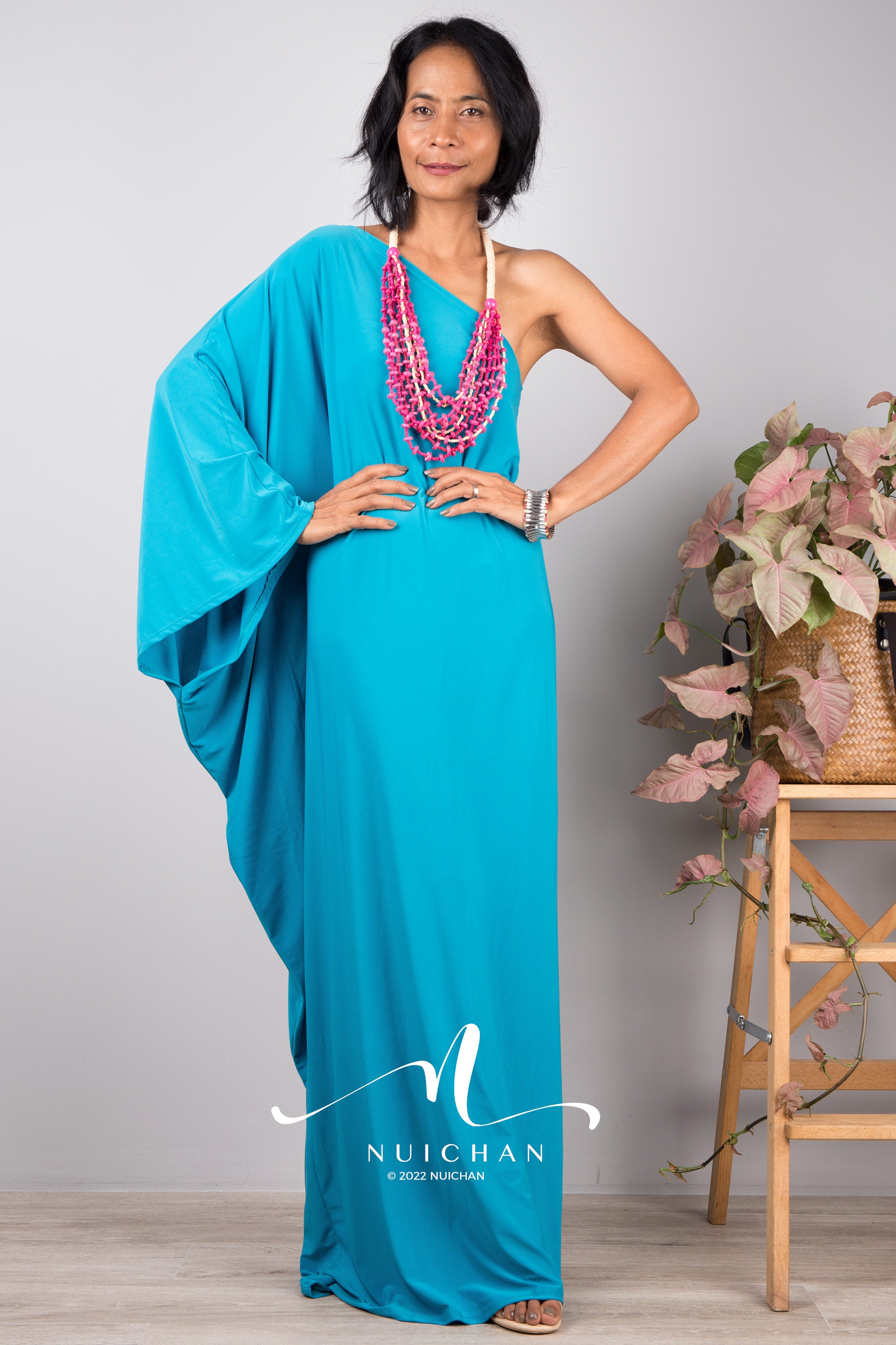 Aqua-Blue-one-shoulder-dress-1