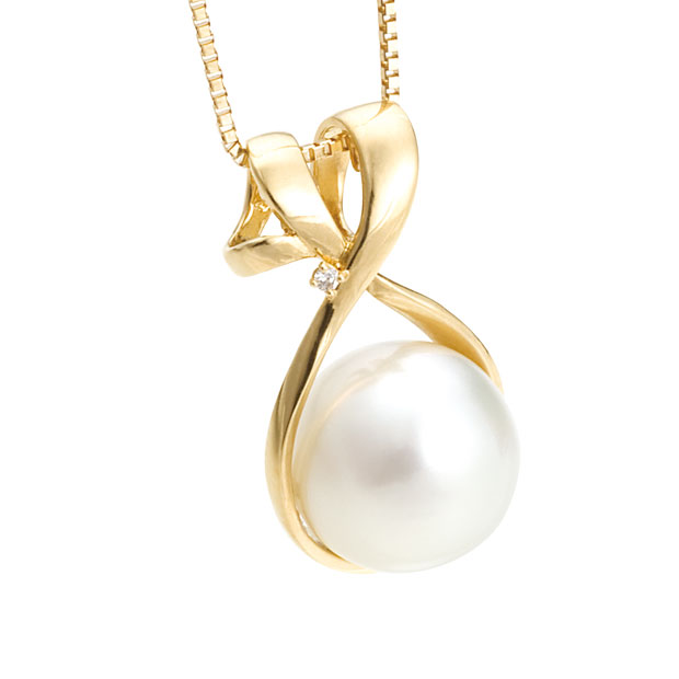 遺骨ペンダント パール＆ループ ホワイトパール・イエローゴールドK18