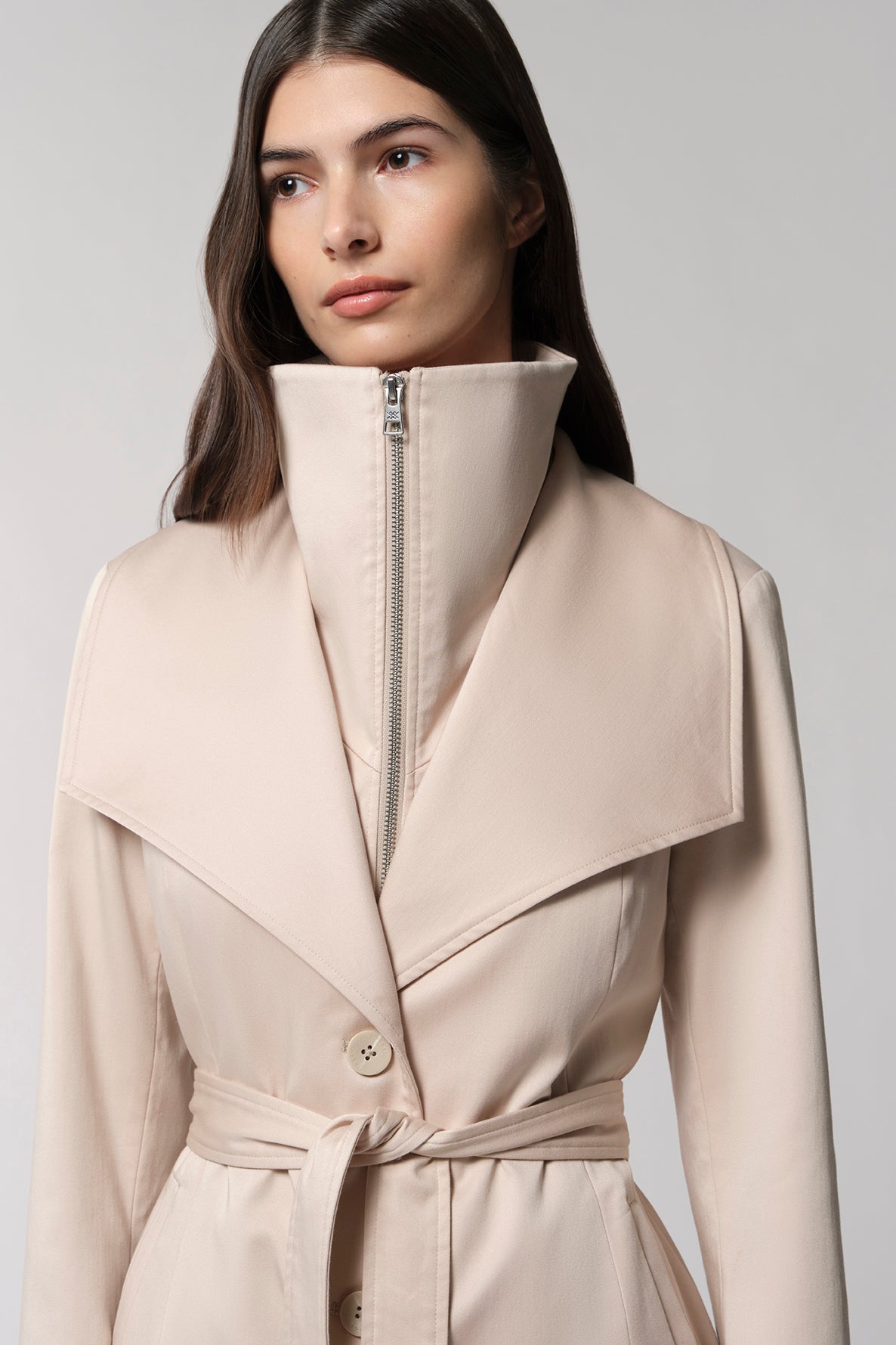 Ilana-T, Slim-fit trench with bib collar| Soia & Kyo US