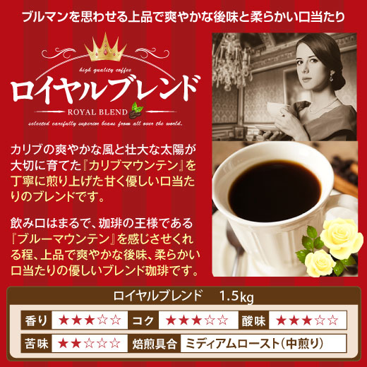 焙煎仕立ての上品な味わい！澤井珈琲のロイヤルブレンド1.5kgセット