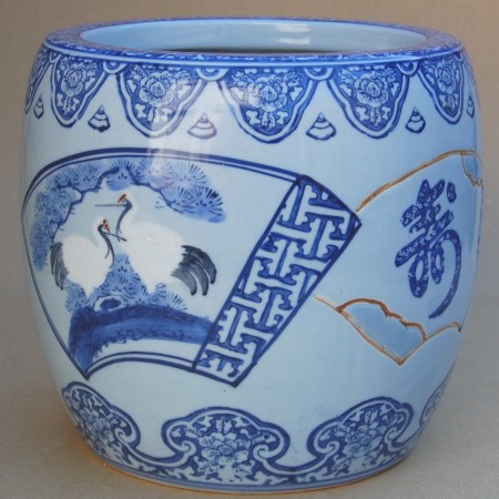 超骨董品、肥前火鉢、印鶴模様火鉢