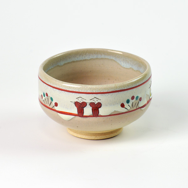 古瀨尭三作 奈良絵茶碗 赤膚焼 赤膚焼 古瀬尭三造 奈良絵汲出茶碗5客