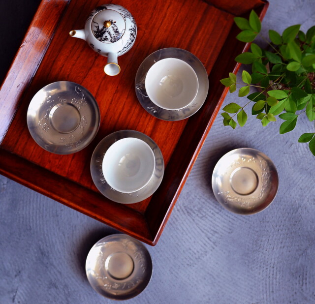 □ 煎茶道具 古錫 茶入 蔵六居造 秦蔵六 52□ 茶壷 錫製 茶心 茶器