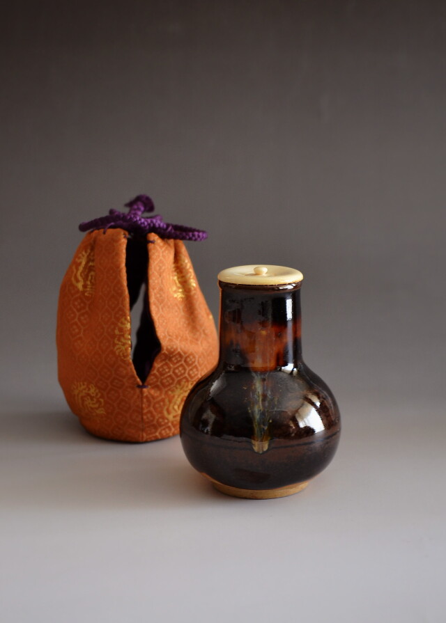 鶴首茶入 桶谷定一作 茶道具 茶入 Antique Sam's Collection