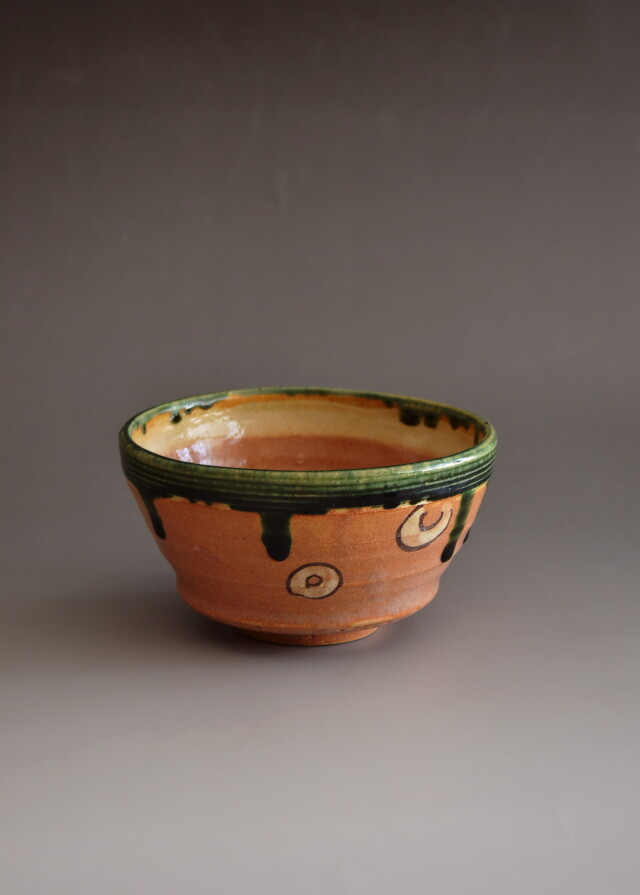 抹茶茶碗黄瀬戸胴紐蕪線彫加藤十右衛門造共箱