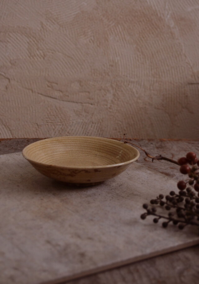 黄瀬戸皿 灯火器 油皿 小皿 灯明皿 古道具 急須台 小鉢 糸目紋様