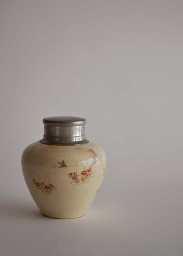 正点銅茶入/茶筒茶壺本錫製中国古玩/ 裏千家茶道具煎茶