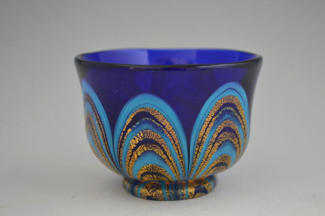 岩田久利作 ガラス盃 ガラス酒器 瑠璃金彩ガラス 酒盃Antique Sam's