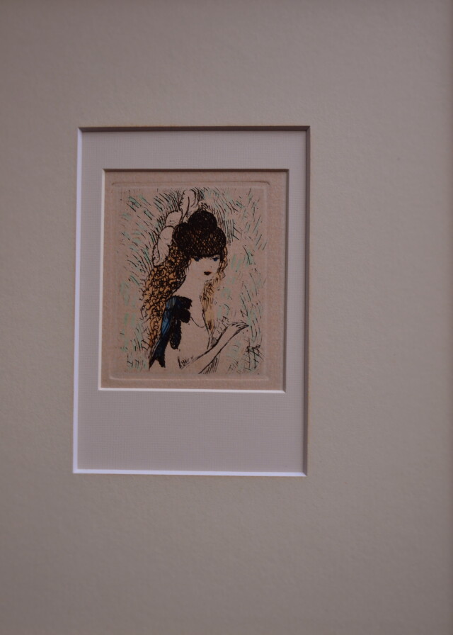 マリーローランサン 【茶色い髪の少女】 小さな絵画 エッチング