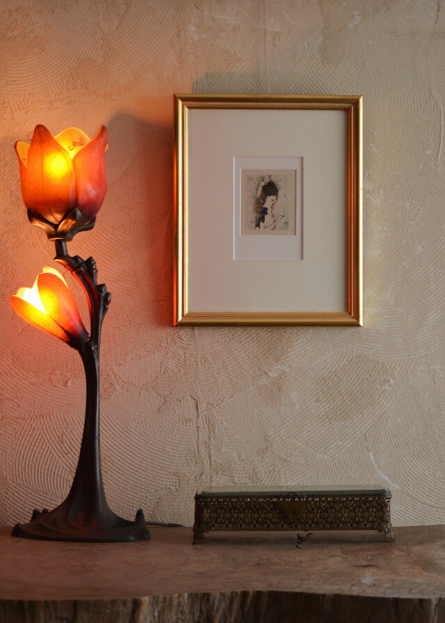 マリーローランサン 茶色い髪の少女 小さな絵画 エッチング 額縁つき