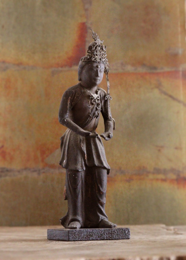 ♥小さな 観音像 銅製 鍍金 観音様 仏像 仏壇 仏具 骨董 古玩 中国