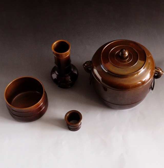 P51 皆具 『金森紹栄造』『唐銅皆具』『水指 建水 蓋置