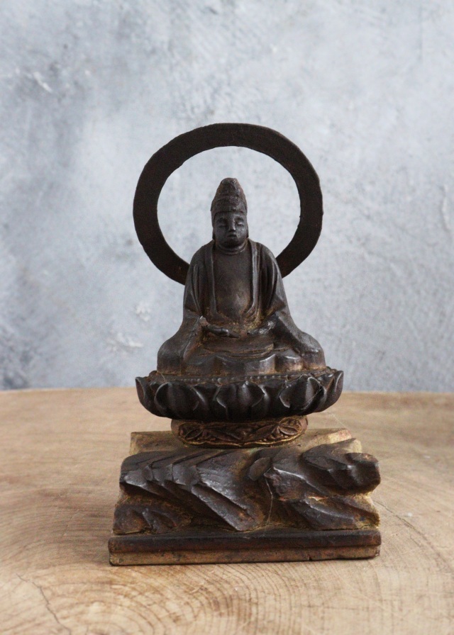 坐像菩薩坐蔵 厨子 小仏 仏像 時代仏 骨董 仏教美術 古仏 木
