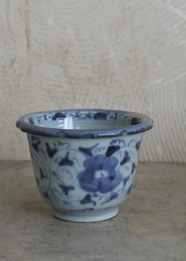 染付山水紋覗猪口五客 【m60 古伊万里 江戸 骨董 レトロ おちょこ