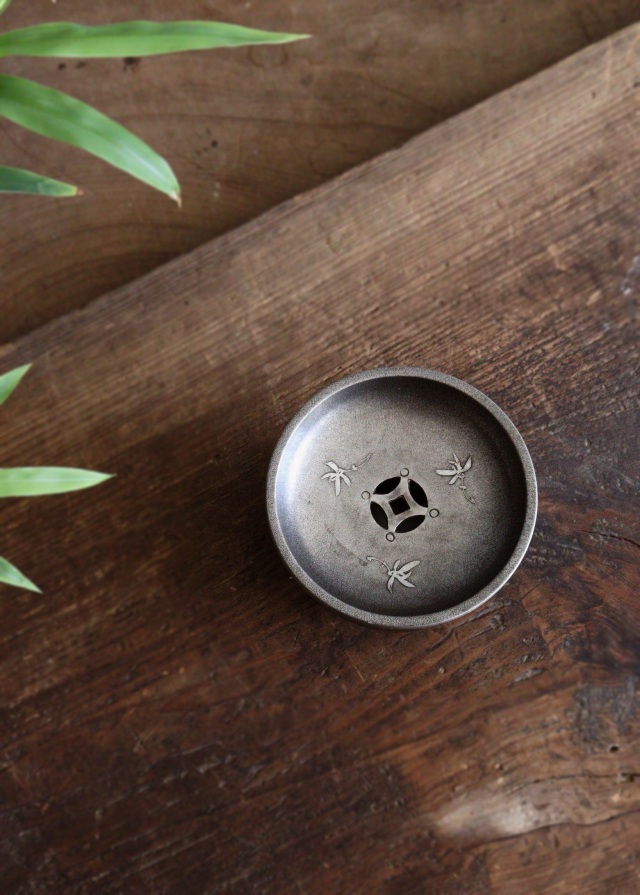 錫製茶器セット 菓子器 茶こぼし 茶則 間村自造 四君子 茶盤