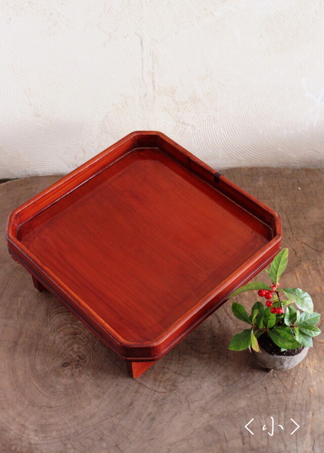 春慶塗り 足付き膳 大小 松透かし お盆 お膳 Antique Sam's Collection