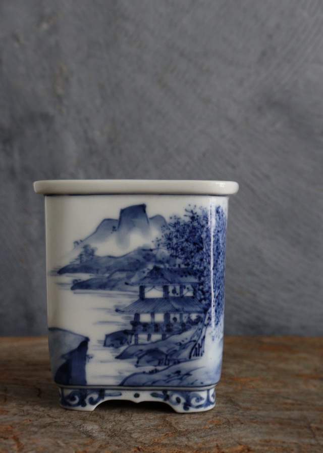 谷中耀子 染付 鉢 径22.3cm 高11.3cm個展作品 谷中耀子 染付 鉢 径22.3