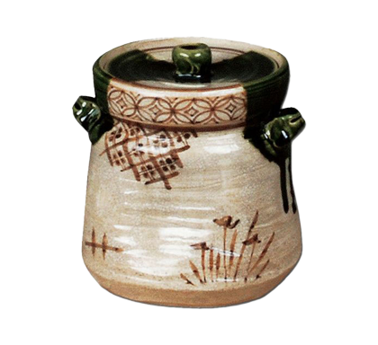 茶道具 水指（水差・みずさし） 浅黄交趾 末広水指 御室窯