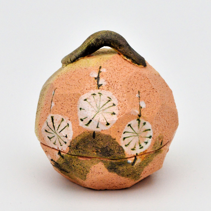 送料込【逢絢亭・新品】茶道具 香合 赤楽 乾山 槍梅の図 佐々木昭楽 共