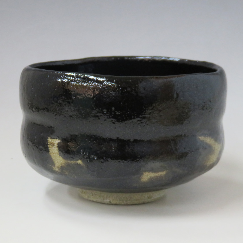 茶道具 楽茶碗（らくちゃわん） 茶碗 黒楽 角印 銘「洗心」(福本積應師