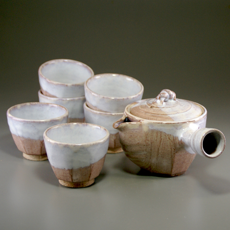 検索結果【萩焼窯元泉流山オンラインショップ】 萩焼茶器セット 松綠 特注