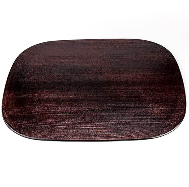 値下げ【新品未使用】越前塗 溜塗（ためぬり）尺3小判盆