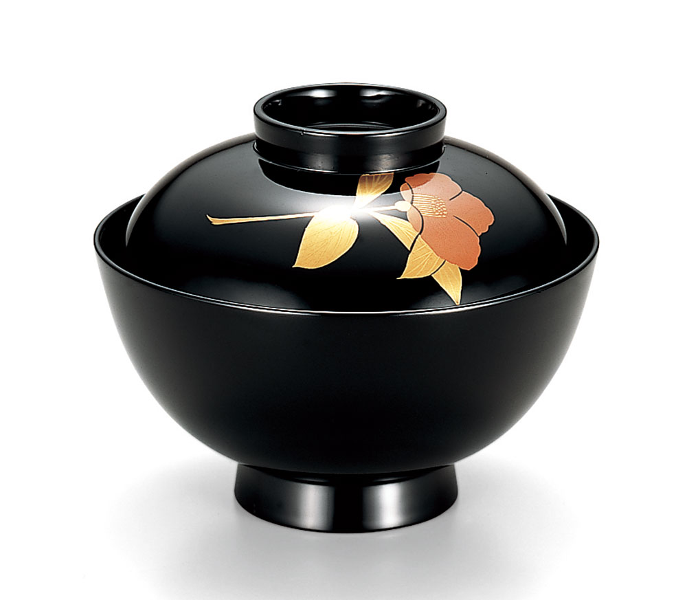 遅日亭】茶懐石道具 黒塗 松葉朱蒔絵 木製 箸洗 小吸物