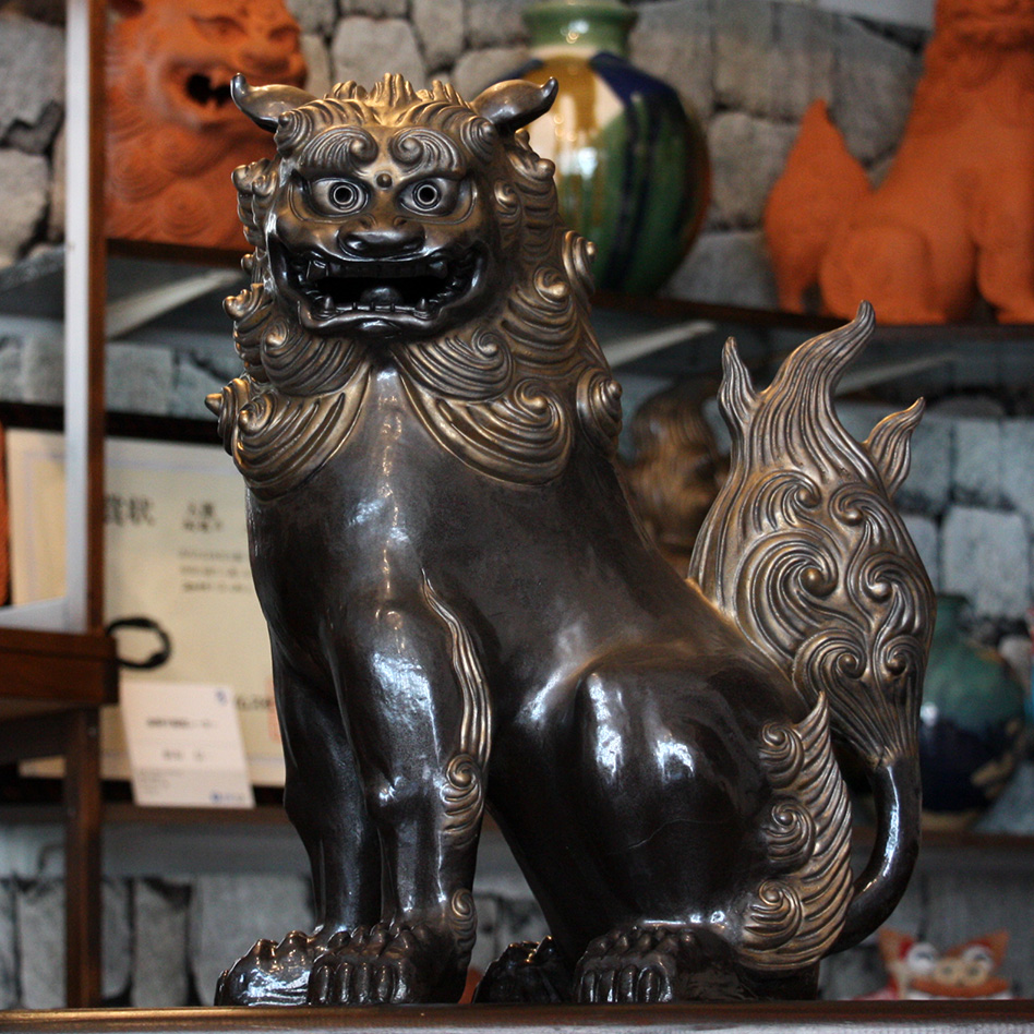 琉球 シーサー 獅子置物 魔除け 古美術 骨董 琉球 シーサー 獅子置物