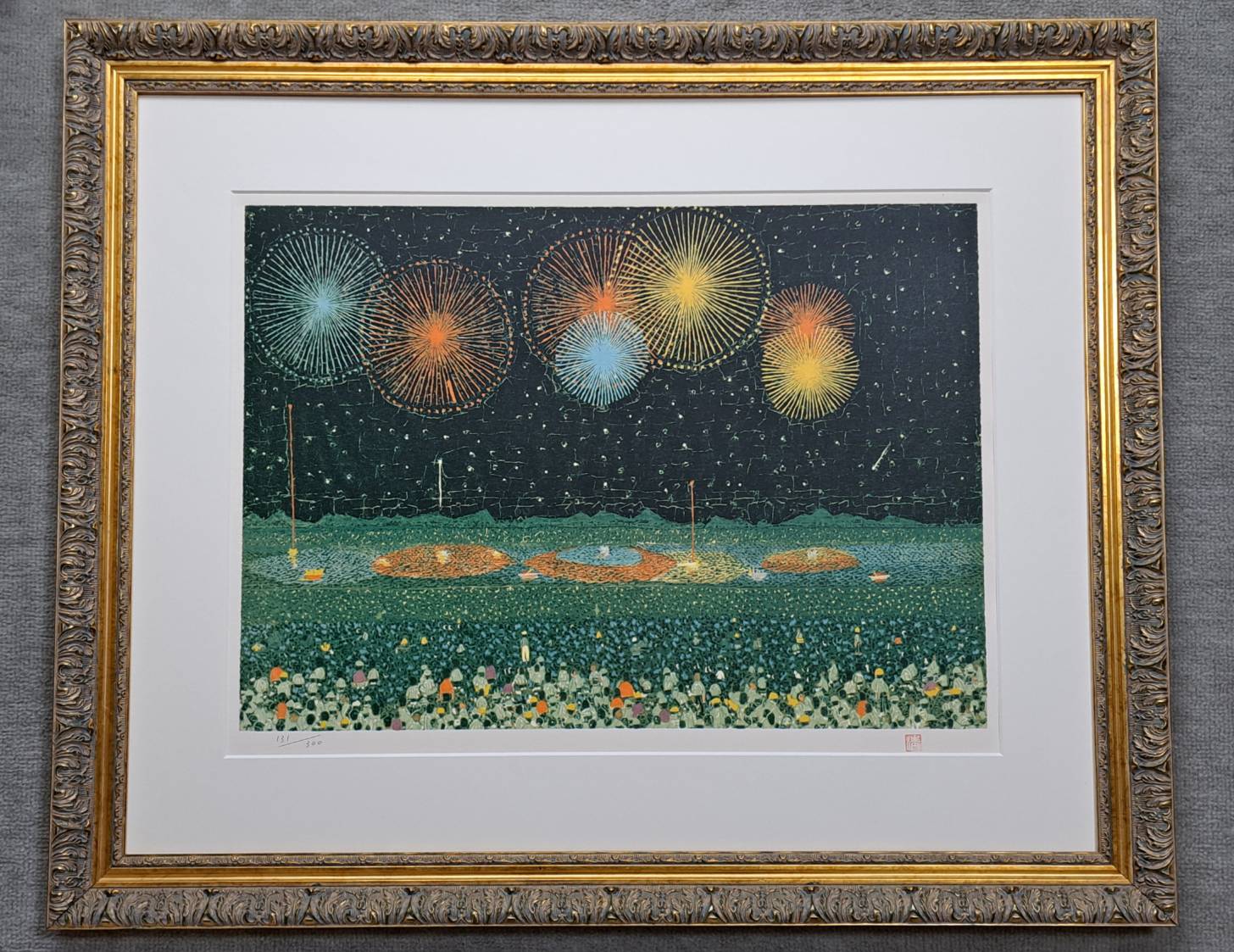 お値下げ！！山下清 長岡の花火 リトグラフ あずま工芸 173/300 値下げ
