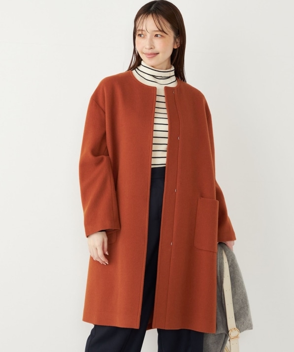 SHIPS Colors:SUPER100 ウール ノーカラー コート◇｜ SHIPS 公式サイト