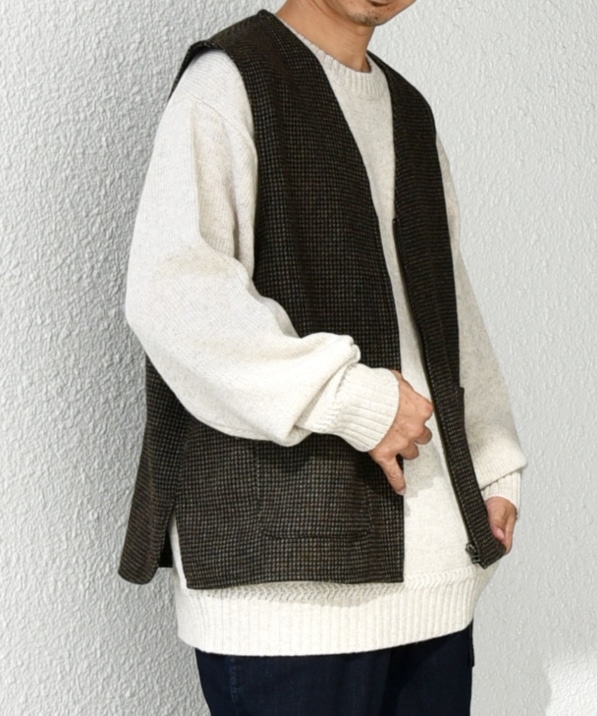 SHIPS any: 〈手洗い可能〉リラックス ツイード ジップ ベスト