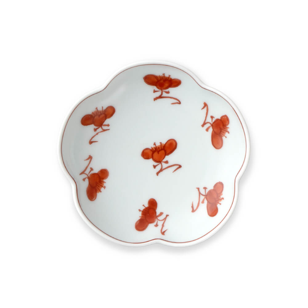 赤絵梅花 小皿（梅型） ｜ 有田焼の源右衛門窯公式オンラインショップ