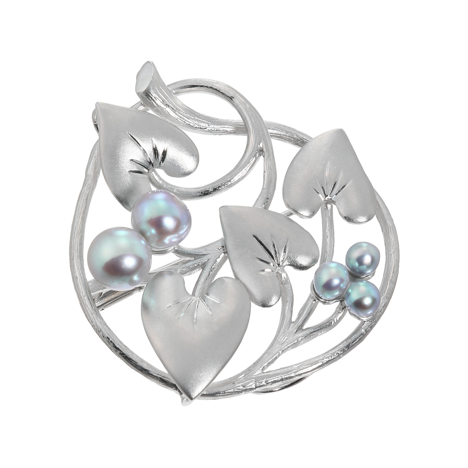 変わった色のパールブローチ・無料匿名配送】シルバーパールサークル