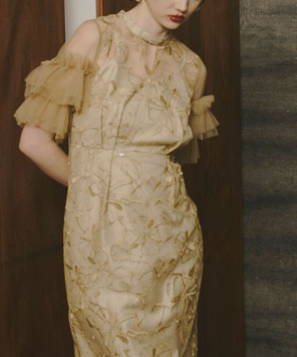 Mサイズ】key neck embroidery dress ANDRESD（アンドレスド）の