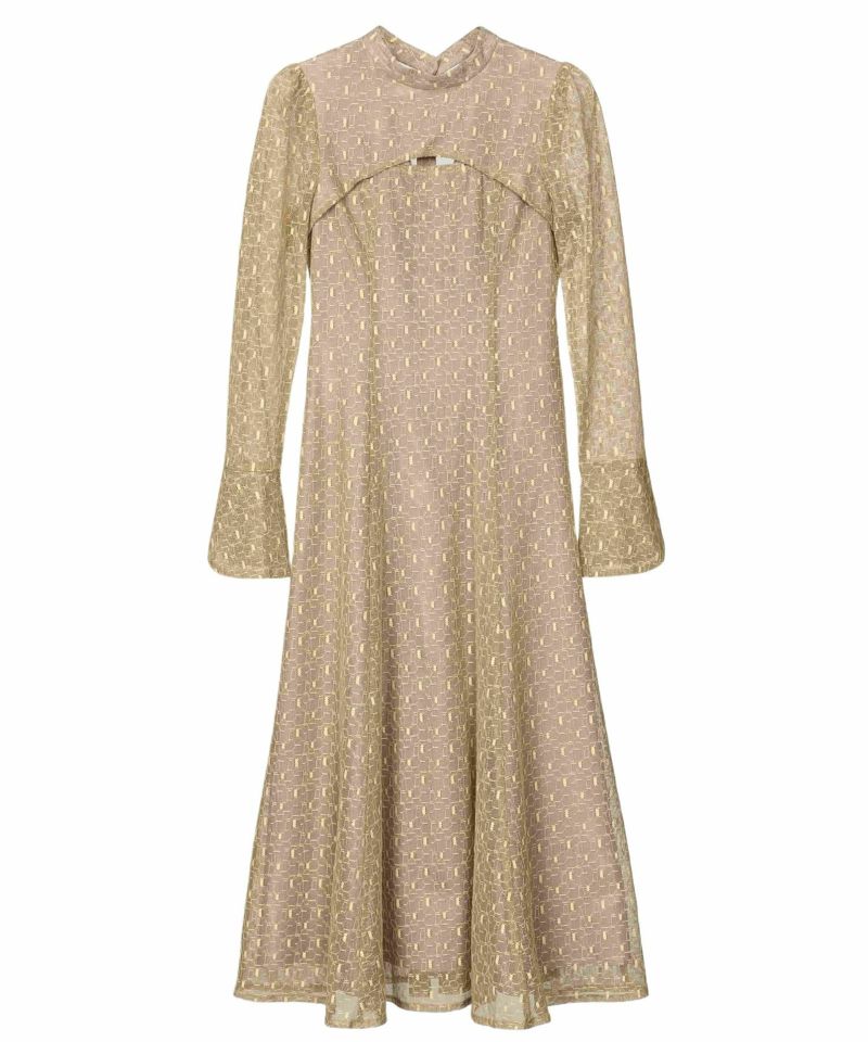 Sサイズ】バックオープンジオメトリックドレス イエロー ANDRESD