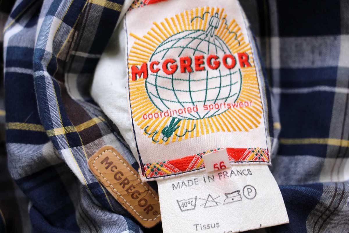 80s フランス製 McGREGORマクレガー マドラスチェック×無地