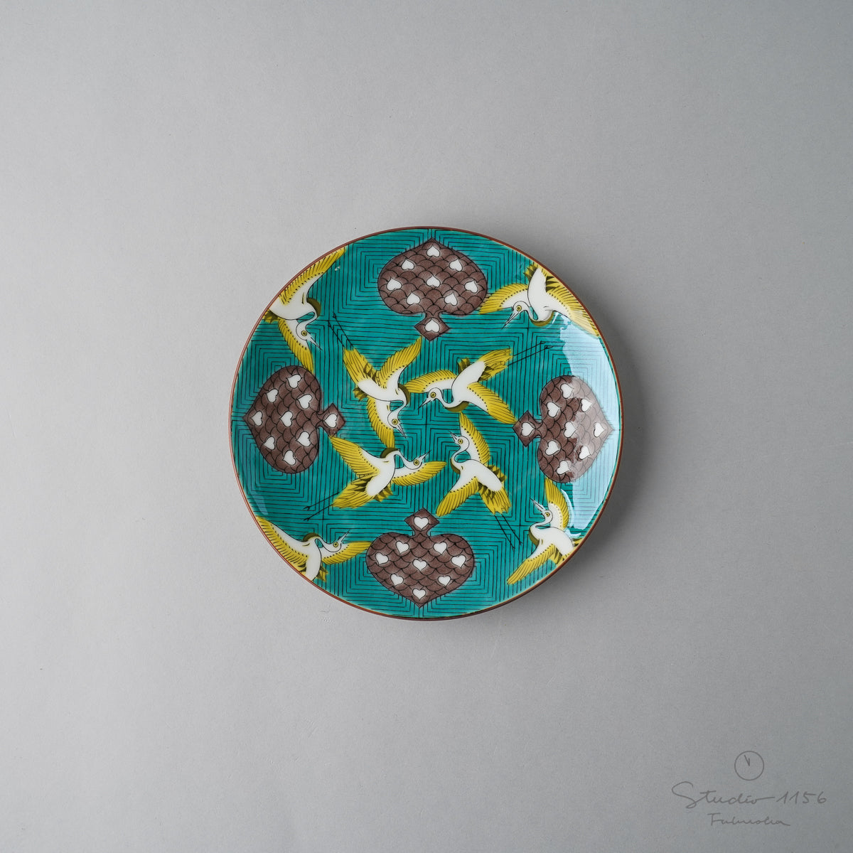 古九谷 九谷焼 輪華皿 陽刻 花の図 蔵出し 5客 古九谷 九谷焼 輪華皿