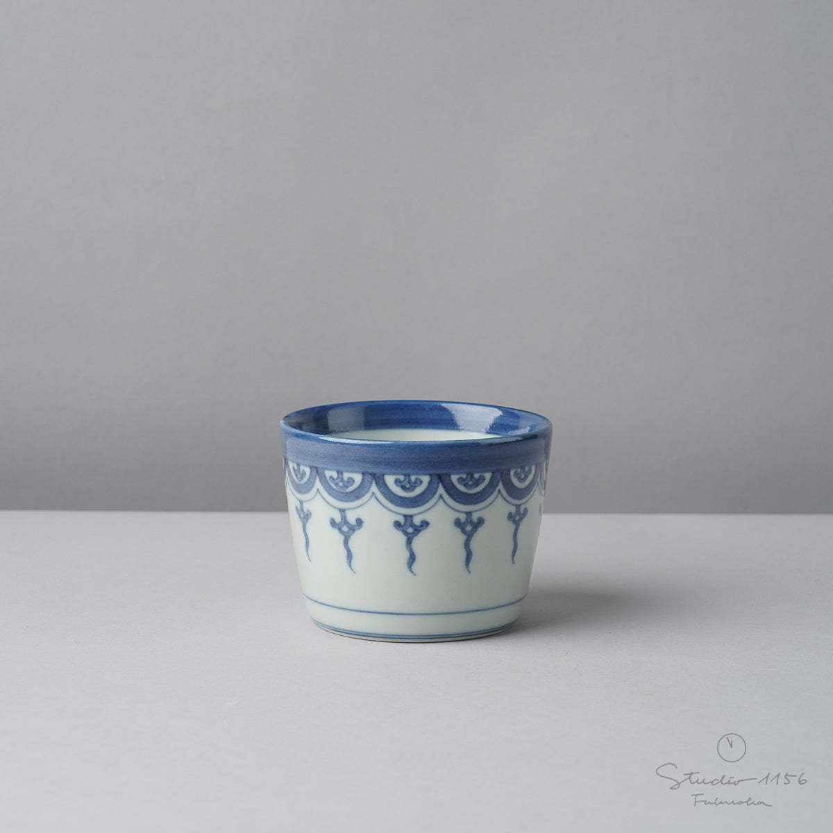 染付 丸紋 丸文 筒盃 No.2 蕎麦猪口 古美術 古道具 アンティーク 染付