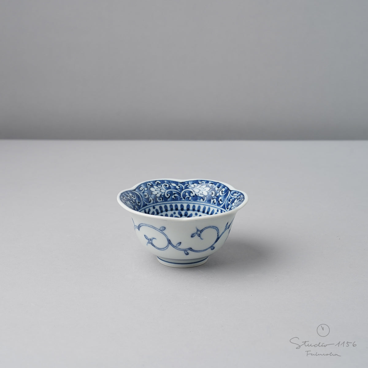 未使用】清水焼 向付 陶器 染付 中鉢 小鉢 セット 5客揃い 未使用