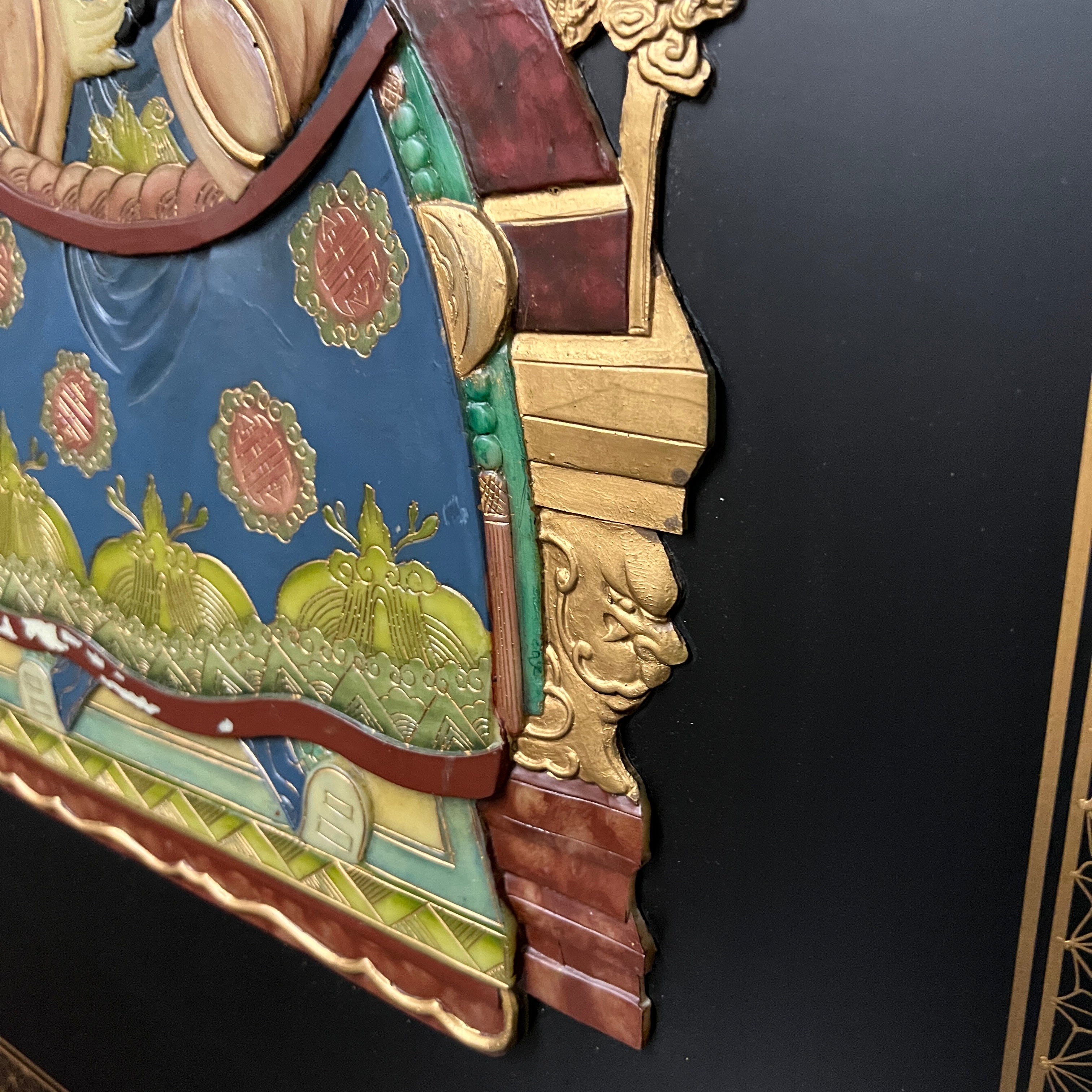 Chinoiserie Style Framed Emperor and Empress Wall Art - Set of 2