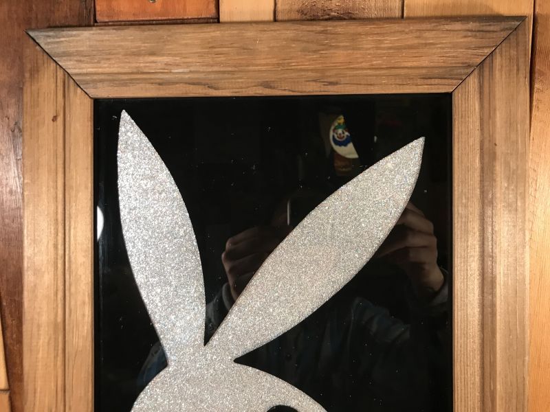 Playboy Wood Frame Glittering Glass Art プレイボーイ ビンテージ