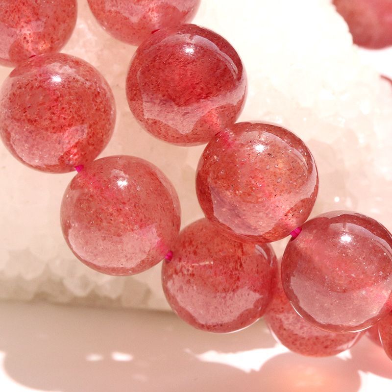 ブレス ストロベリークォーツ＜タンザニア産＞ 丸 約12.5mm 浄化 幸運