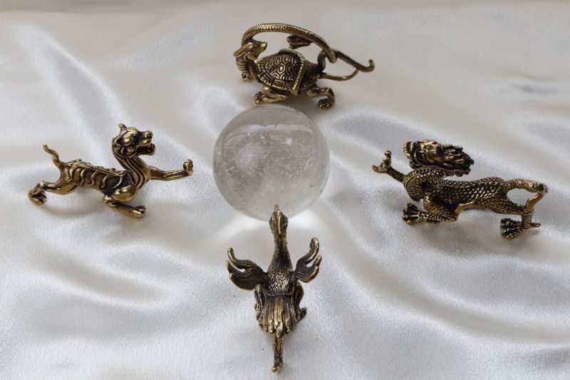 置物 四神 セット 風水 四神獣 青龍 白虎 朱雀 玄武 神獣 金色 方角