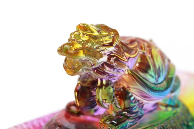 置物 龍亀 ロングイ元宝 オーラ クリスタル 風水 開運 幸福 幸運 金運