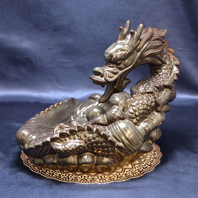 置物 龍神お香立て 香炉龍 流川香 お香&ピンセット付き 邪気を払い除け