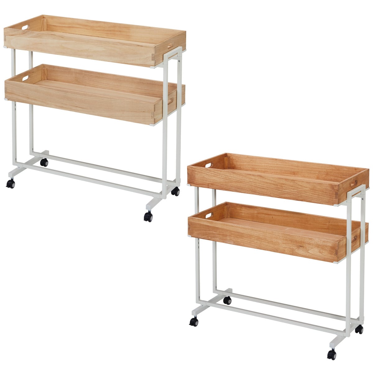 イベント用・木製三段分割式シェルフ 販売台キャスター付き イベント用